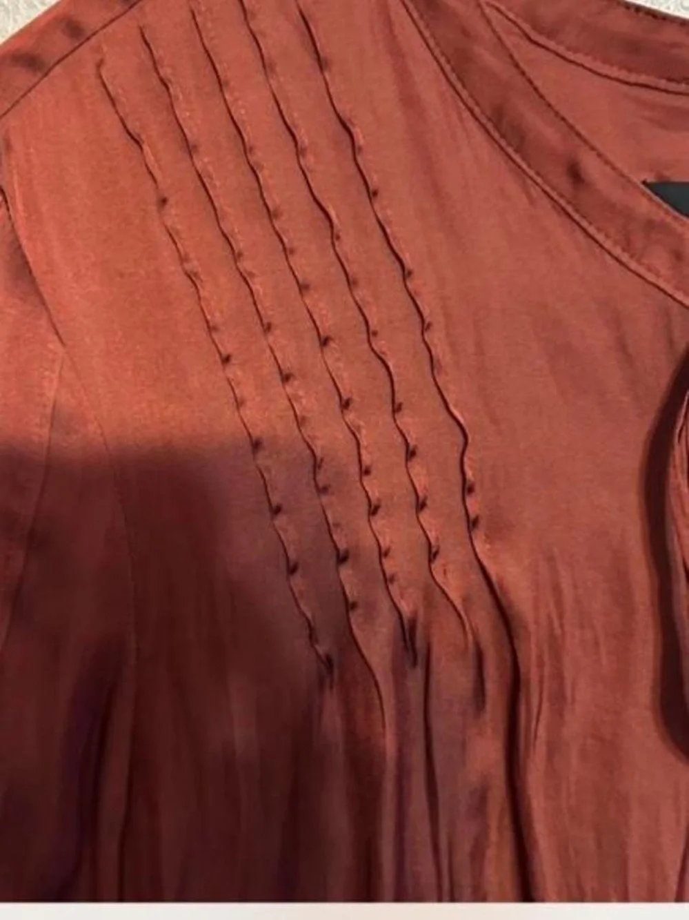 J. Crew Rust Red Tie-Neck Long-Sleeve Blouse